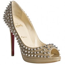 Christian Louboutin Yolanda Spikes 120 mm Peep-Toe-Pumps Beige Christian Louboutin Yolanda Spikes 120 mm Peep-Toe-Pumps Beige