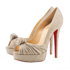 Christian Louboutin Greissimo 140 mm Peep-Toe-Pumps Taupe Christian Louboutin Greissimo 140 mm Peep-Toe-Pumps Taupe