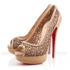Christian Louboutin Pampas 140 mm Peep-Toe-Pumps Beige
