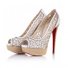 Christian Louboutin Pampas 140mm Peep-Toe-Pumps Weiß