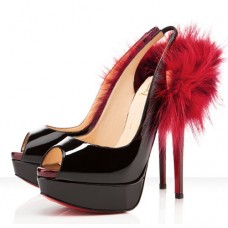 Christian Louboutin Lady Fur 140mm Slingbacks Schwarz Christian Louboutin Lady Fur 140mm Slingbacks Schwarz