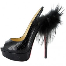 Christian Louboutin Lady Fur 140mm Slingbacks Schwarz Christian Louboutin Lady Fur 140mm Slingbacks Schwarz