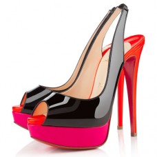 Christian Louboutin Lady Peep 140mm Slingbacks Schwarz/Rosé Matador Christian Louboutin Lady Peep 140mm Slingbacks Schwarz/Rosé Matador