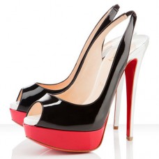 Christian Louboutin Lady Peep 140mm Slingbacks Schwarz/Rot Christian Louboutin Lady Peep 140mm Slingbacks Schwarz/Rot