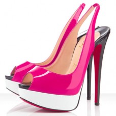 Christian Louboutin Lady Peep 140mm Slingbacks Rose Matador/Weiß Christian Louboutin Lady Peep 140mm Slingbacks Rose Matador/Weiß