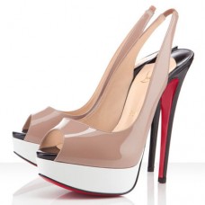 Christian Louboutin Lady Peep 140mm Slingbacks Nude/Weiß Christian Louboutin Lady Peep 140mm Slingbacks Nude/Weiß