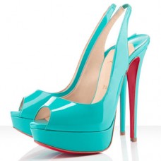Christian Louboutin Lady Peep 140mm Slingbacks Türkis Christian Louboutin Lady Peep 140mm Slingbacks Türkis
