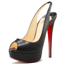 Christian Louboutin Lady Peep 140mm Slingbacks Schwarz Christian Louboutin Lady Peep 140mm Slingbacks Schwarz