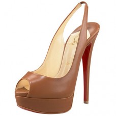 Christian Louboutin Lady Peep 140mm Slingbacks Braun Christian Louboutin Lady Peep 140mm Slingbacks Braun