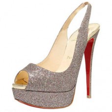 Christian Louboutin Lady Peep 140mm Slingbacks Silber Christian Louboutin Lady Peep 140mm Slingbacks Silber