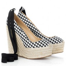 Christian Louboutin Formentera Gingham 140mm Wedges Schwarz/Weiß Christian Louboutin Formentera Gingham 140mm Wedges Schwarz/Weiß