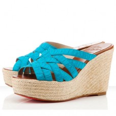 Christian Louboutin Crepon 100 mm Wedges Türkis Christian Louboutin Crepon 100 mm Wedges Türkis