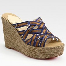 Christian Louboutin Crepon 100mm Wedges Blau Christian Louboutin Crepon 100mm Wedges Blau