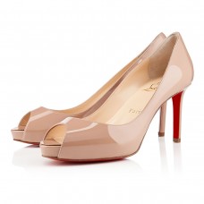 Christian Louboutin No Matter 80mm Peep Toe Pumps Nude
