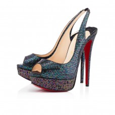 Christian Louboutin Lady Peep Sling 140mm Special Occasion Blue Khol Christian Louboutin Lady Peep Sling 140mm Special Occasion Blue Khol