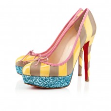 Christian Louboutin Foraine Plateauschuhe, 140 mm, Gelb/Stein Christian Louboutin Foraine Plateauschuhe, 140 mm, Gelb/Stein