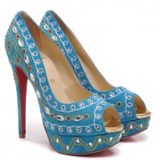 Christian Louboutin Bollywoody 140mm Peep Toe Pumps Blau Christian Louboutin Bollywoody 140mm Peep Toe Pumps Blau