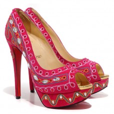 Christian Louboutin Bollywoody 140mm Peep Toe Pumps in Pink Christian Louboutin Bollywoody 140mm Peep Toe Pumps in Pink