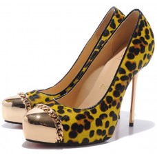 Christian Louboutin Metalipp Pumps, 120 mm, Leopard/Gelb