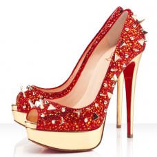 Christian Louboutin Very Mix 140mm Peeptoe Pumps Rot