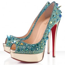 Christian Louboutin Very Mix 140mm Peeptoe Pumps Grün Christian Louboutin Very Mix 140mm Peeptoe Pumps Grün
