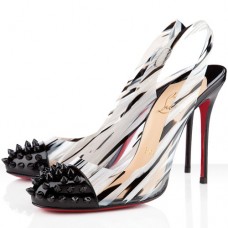 Christian Louboutin Epoca 100 mm Slingbacks Schwarz/Weiß Christian Louboutin Epoca 100 mm Slingbacks Schwarz/Weiß