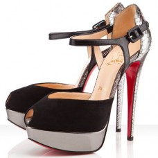 Christian Louboutin Nr. 299 140 mm Sandalen Schwarz/Silber